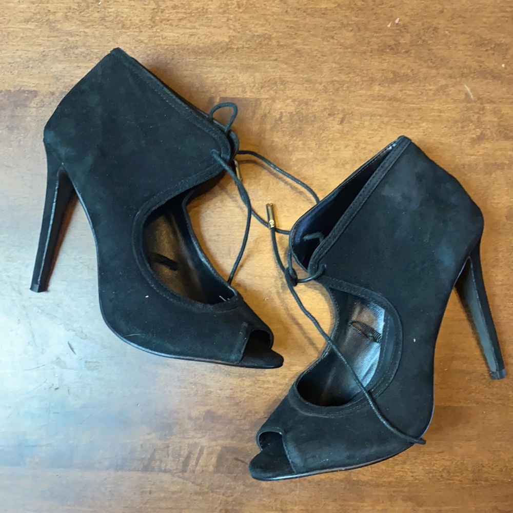 Express Black Open Tied Heels Stilettos 7.5